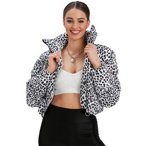 Manteau court épais matelassé zippé à manches longues pour femmes veste courte respirante avec motif imprimé rembourré du Pakistan - Product Image 1