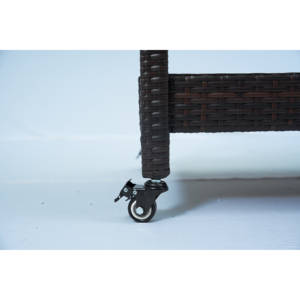 Outdoor Double-<b>Door</b> Rolling Storage Cabinet PE <b>Rattan</b> Wicker Glass Top Durable PE <b>Rattan</b> Wicker Material for Outdoor Storage - Product Image 5