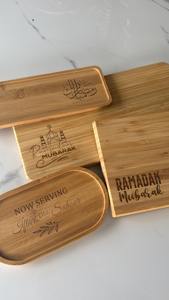 Plateau de service décoratif en bois multi-formes Ramadan Mubarak, parfait pour la table de l'iftar et la décoration intérieure, vente en gros depuis l'Inde - Product Image 4