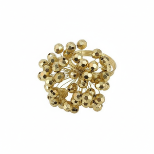 Gold Plated Diamond Beaded Napkin <b>Rings</b> | Luxury Faceted Crystal Design Napkin Holder | Wedding Party Table Decor Dining Use - Product Image 2