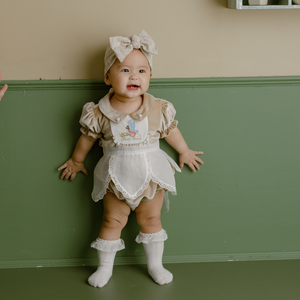 Mono Hada Terciopelo Conjunto Onesies Pantalones Cortos Hecho A Mano Recién Nacido Conjunto Mameluco Bordado A Mano Dibujos Animados Bebé Niñas Ropa-Hannah - Product Image 2