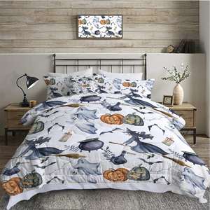 Juego de Edredón Tejido con Temática de Halloween, 8 Piezas, Diseño de Fantasma, Bruja y Calabaza, Tamaño Queen - Product Image 2