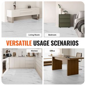 Piastrelle in PVC Effetto Marmo Bianco 390 X 23,6 Pollici, Vinile Autoadesivo Spessore 1,5mm, Adesive per Pavimenti Fai-da-Te di Cucina e Sala da Pranzo - Product Image 6