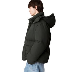 Chaqueta Acolchada con Capucha para Hombre, Color Verde Oliva Oscuro, con Diseño de Múltiples Bolsillos, Aislante, Gruesa, para Invierno, Resistente al Viento - Product Image 4