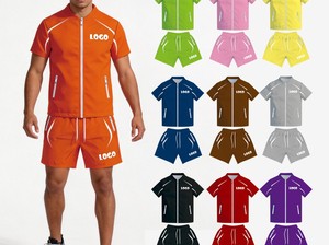 Custom Clothing Manufacturers Tracksuits Summer Nylon Windbreaker <b>Jacket</b> <b>Short</b> Set Zip Up Long Sleeve Polo Shirt And <b>Shorts</b> Set - Product Image 2