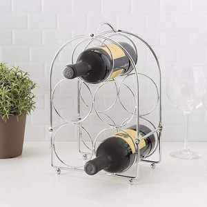 Countertop <b>Chrome</b> <b>Wine</b> <b>Rack</b> Holder for 6 Bottles Tabletop <b>Wine</b> Storage Stand for Kitchen Dining Table and Home Bar - Product Image 1