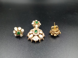 Colgante de flor chapado en oro, pendientes de cristal con piedra verde, joyería de boda, estilo clásico, conjunto de colgantes de plata, conjuntos de colgantes para mujer - Product Image 3