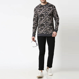 Sweat-shirt à sublimation en molleton à col rond pour homme, coupe classique, motif gris et blanc, manches longues, style décontracté, pour l'automne - Product Image 4
