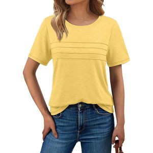 2025 túnica de moda de verano 2025 para mujer, blusas elegantes informales, cuello redondo, manga corta, moda de playa, Tops ajustados, Túnica de cuello redondo - Product Image 4