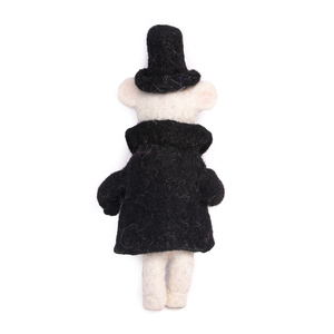 Figurine de lapin en feutre de laine faite à la main, en smoking noir et chapeau haut-de-forme, pour décoration intérieure d'Halloween, jouet pour enfant - Product Image 4