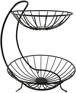 Panier de rangement pour fruits à deux niveaux, écologique, multifonctionnel, moderne, élégant, décoratif, en métal avec revêtement en poudre, pour la cuisine - Product Image 1