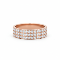 Stapelbarer Voll-Eternity-Ring, klassisch geformter, dreireihiger breiter Ring mit runden, im Labor gezüchteten Diamanten, insgesamt 3,40 Karat, 10K 14K 18K Massivgold