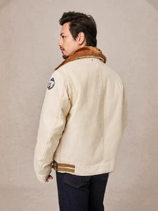 American Style Retro Casual <b>Workout</b> <b>Jacket</b> for Men 100% Cotton Thick Woven Embroidered Slim Fit Autumn OEM Service - Product Image 4