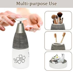 Juego de Accesorios de Baño de Cerámica Blanca de Diseño con Acabado Texturizado, Ideal para la Organización Diaria y la Decoración de la Encimera - Product Image 2