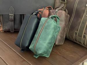 Luxury Leather <b>Toiletry</b> Bag Men Travel Wash Organizer Cosmetic Waterproof <b>Storage</b> Bag LTB-0181 - Product Image 1