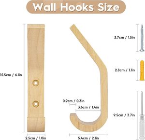 Crochets muraux doubles en bois clair avec vis pour suspendre vêtements, chapeaux, serviettes, sacs, peignoirs, clés – Idéal pour entrée, salle de bain, chambre - Product Image 2