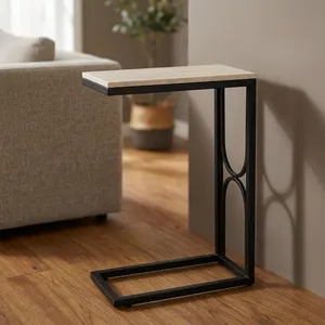 Modern <b>Nested</b> Wood Side <b>Tables</b> Minimalist Design Metal Frame Living Room Wooden Iron Side <b>Table</b> with Magazine stand - Product Image 3