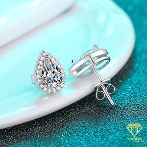 Pendientes de Moissanita en Forma de Pera, con Aspecto de Diamante, Joyería Fina - Product Image 3