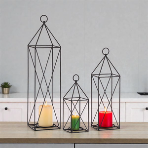 Faroles de Alambre de Hierro Negro, Diseño Geométrico, Soporte Metálico Resistente, Decoración para el Hogar - Product Image 5