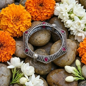 DIVYORO Oxidized Silver Plated <b>Copper</b> Alloy Ethnic Women's Bangle KADA - Product Image 2