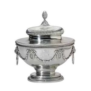 Casserole artisanale en cuivre profond, chauffe-plats haut de gamme, pot de service martelé fait main avec poignées latérales en laiton orné - Product Image 5