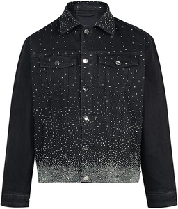 Premium Quality Comfortable Men's <b>Rhinestone</b> <b>Jacket</b> With Custom Logo Breathable & Eco-friendly Canvas Fabric Denim <b>Jacket</b> - Product Image 1