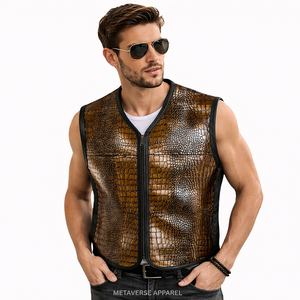 Riding Style Embroidered Polyester/Cotton Motorcycle Biker Vest with Inner Pockets Summer Casual Outer Wear - Product Image 3