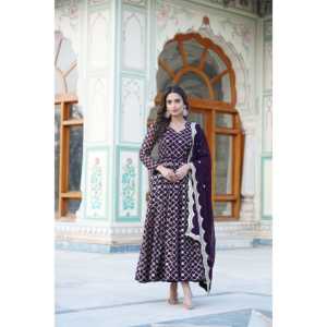 Faux Blooming con lentejuelas Vestido DE TRABAJO bordado con Dupatta - Product Image 4