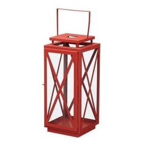 Dynamic Design Rectangle Shape Metal And Glass <b>Candle</b> Lantern Centerpiece for Floor Home & Hotel with <b>Red</b> Finished - Product Image 1