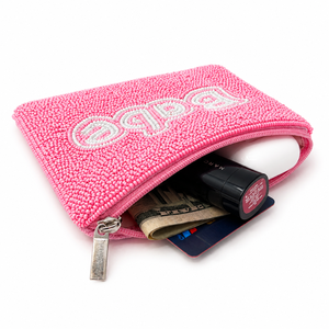Monedero de lujo hecho a mano con cuentas de cristal, cartera rosa con cremallera, regalo de moda, OEM ODM al por mayor - Product Image 2