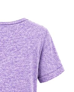 Camiseta de Mujer con Cuello en V, Diseño Abstracto de Lavanda, Casual, Manga Corta, con Bolsillo, Ligera, Transpirable, Top de Verano a la Moda - Product Image 3