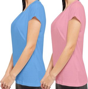 T-shirt en coton pour femme, coupe slim, manches courtes, uni, basique, personnalisable avec logo, vente en gros - Product Image 2