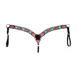 Cabezada Western con cuentas, de cuero marrón, con herrajes plateados, logotipo personalizado, precio competitivo. - Product Image 4