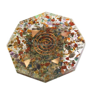 Octagonal Orgonite <b>Coaster</b> Resin Crystal Copper Decor Handmade Wholesale Gift Supply Meditation Home Office Spiritual Collection - Product Image 5