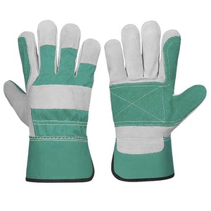 Gants de travail en cuir bleu STALWART IMPEX, bouts des doigts gris, antidérapants, résistants à l'abrasion, manchette droite, gants de sécurité polyvalents - Product Image 6