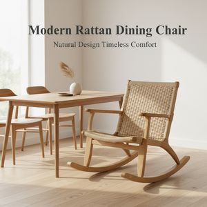Chaises de salle à manger contemporaines en rotin pour la maison et le bureau, chaise d'appoint moderne en osier naturel pour la salle à manger - Product Image 2