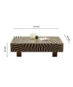 Table basse en os incrusté de forme personnalisée, faite à la main, avec un design artisanal complexe, durable, par F S International, sur mesure - Product Image 2