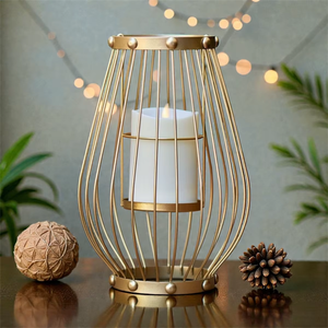 Gold Wire <b>Lantern</b> <b>Brass</b> Candle Holder Heat Resistant Home Decoration Outdoor Indoor Use - Product Image 6