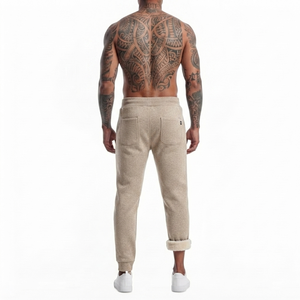 DROGEN EXPORT Mens Spring Sherpa Fleece Lined <b>Linen</b>/Cotton Lightweight Drawstring Sweatpants Warm Casual Outdoor Pants - Product Image 2