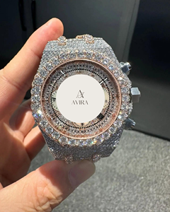 Montre de luxe de haute qualité en or rose sertie de diamants, mouvement à quartz de précision pour hommes, idéale pour les occasions décontractées, les clubs et les soirées - Product Image 1