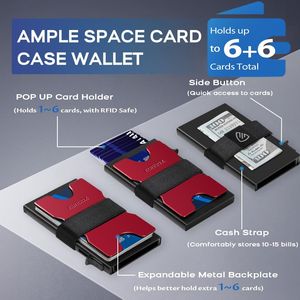 Porte-cartes de visite fin pour homme avec fonction pop-up, blocage RFID, design mince, étui en métal pour homme et femme - Product Image 2