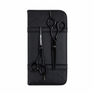 Ensemble de ciseaux de coiffure ultra légers mats noirs, ciseaux de barbier professionnels en acier inoxydable, fournisseur en gros pour salons - Product Image 1
