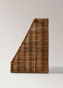 Handwoven Rattan Magazine <b>Holder</b> Wicker File Organizer Basket Desktop <b>Document</b> Storage Rack Home Kid Storage Decor - Product Image 3