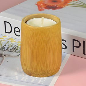 Velas personalizadas en taza con logo, precio al por mayor, vela en tubo de bambú, decoración sostenible para el hogar - Product Image 1