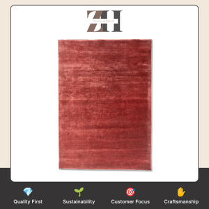 Alfombra Rectangular Beige de Viscosa Tejida a Mano, Alfombra Artesanal para Piso, Proveedor de Alfombras - Product Image 6