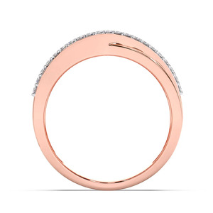 แหวนประดับเพชรทรงกากบาทหลายแถวสีโรสโกลด์ - Product Image 3