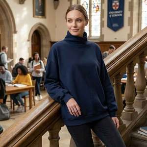 Pull-over léger et ample pour femme, col montant, style décontracté, qualité supérieure, respirant - Product Image 1
