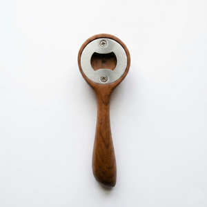 This Elegant Handcrafted Walnut Wood <b>Bottle</b> Opener Showcases A Sleek Curved Wooden Handle <b>Blended</b> With Secure Metal Hardware - Product Image 2
