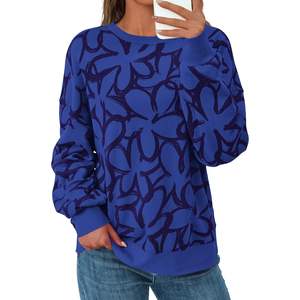 เสื้อสเวตเชิ้ตลายกราฟิกสำหรับผู้หญิง คอกลม พิมพ์ลายดอกไม้ แขนยาว สไตล์น่ารักลำลอง สำหรับฤดูใบไม้ร่วง ปี 2025 ผลิตจากผ้าไหม - Product Image 5