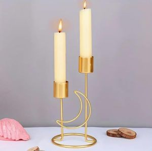 Gold Metal <b>Candle</b> Stands Set of 2 Modern Decorative Candlestick Holders for Wedding Birthday Party & <b>Dinner</b> Table Decor - Product Image 6
